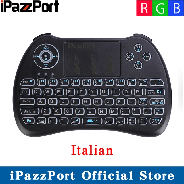 Cheap iPazzPort 21Q RGB Backlit Italian Mini Keyboard 2.4GHz Wireless Keyboard Air Mouse with Touchpad For Android TV Box, Mini PC