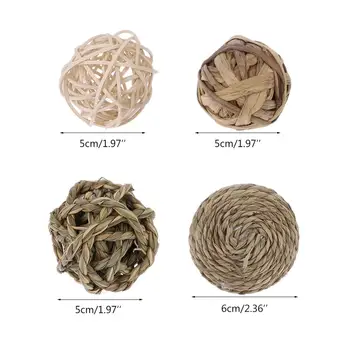 

4Pcs Pet Small Animal Activity Play Chew Natural Ball Toys for Rabbits Guinea Pigs Gerbils