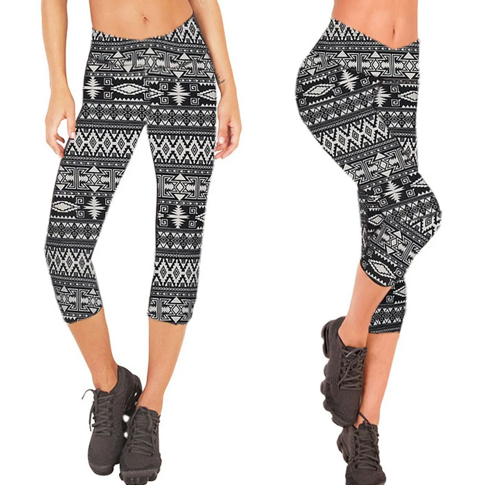 

Perimedes High Waist Fitness Yoga Sport Pants Printed Female Training Trousers Tight Stretch Cropped Stretchy Leggings#y10