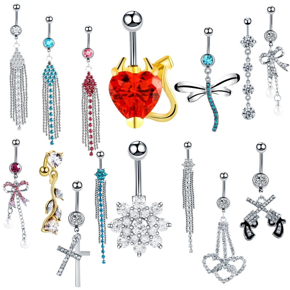 1PC Surgical Steel Piercings Ombligo 14G Navel Piercings Belly Piercings Belly Button Piercing Dangle Earrings Body Jewelry