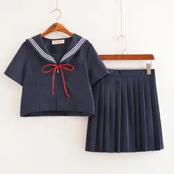 Темно-синий JK японская школьная для девочек униформа-матроска Униформа-матроска школьная форма для Косплэй костюм для девочек 3 шт./компл