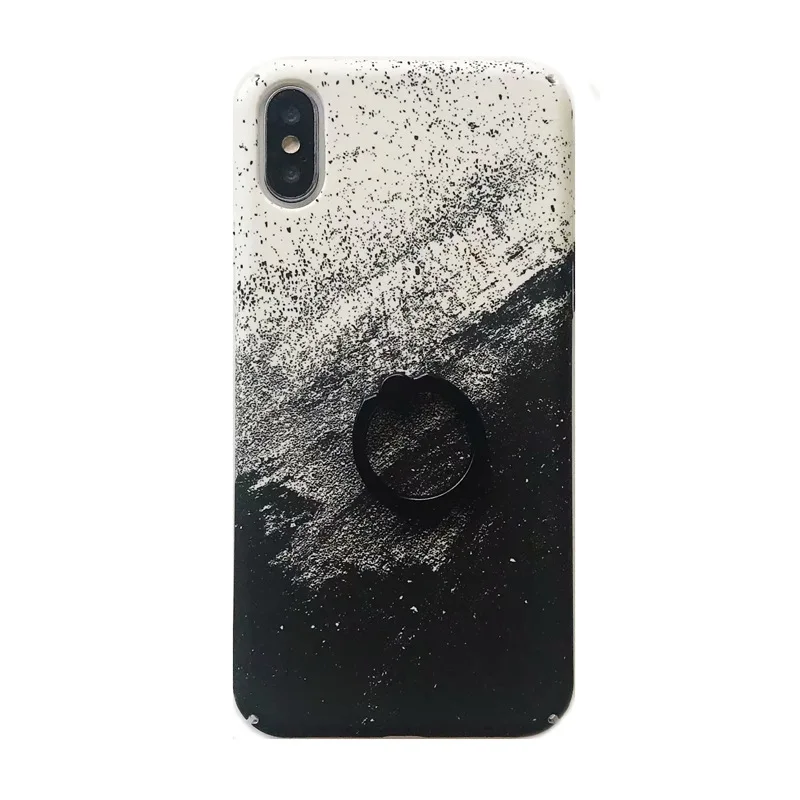 For IphoneXR//78P New Fashion Vintage Artistic illustration black Sky Moon Universe Ring Bracket Kickstand PC Holder Phone Case |