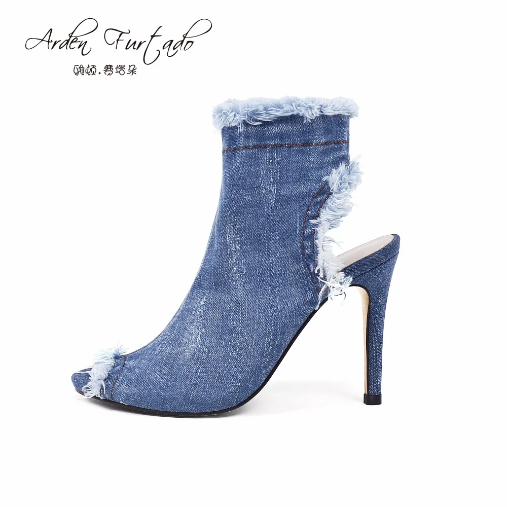 jean heels boots