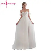Beauty Emily White Lace Formal Evening Dresses 2019 long Plus Size  A-Line Evening Party Dresses Floor-Length Prom Dress Elegant