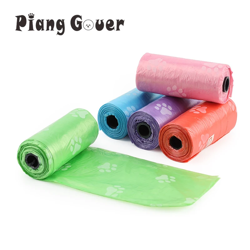 

6 Pcs(Roll) / Lot Pet Waste Poop Bag Paw Print Clean up Refills Roll Shit Picking Dog Pooper Bags