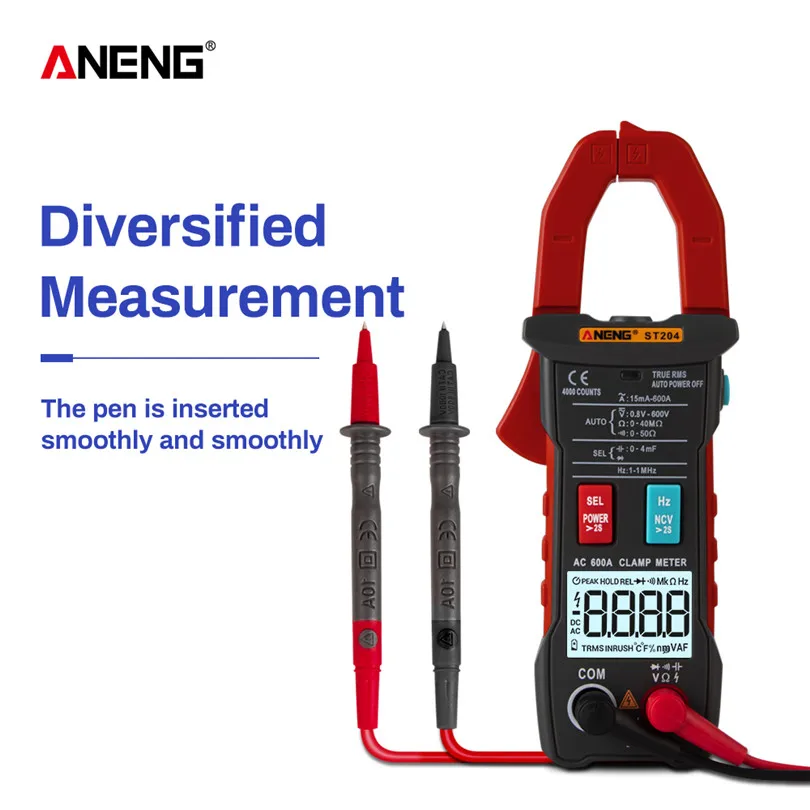 

Digital Clamp Multimeter Auto Ranging Clamp Meter 4000 Counts Voltage Resistance with Flashlight Buzzer(Batteries Excluded)
