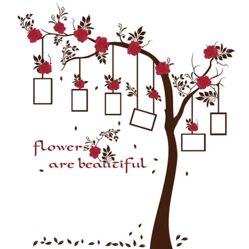 1 set Large  Family Tree Photo Frame Removable Wall Sticker Love Tree Love You Forever Bird Butterfly Decal