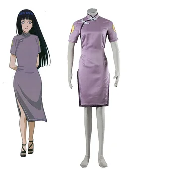 

High-Q Unisex Anime NARUTO Hyuga Hinata Satin cheongsam Cosplay Costumes Sets