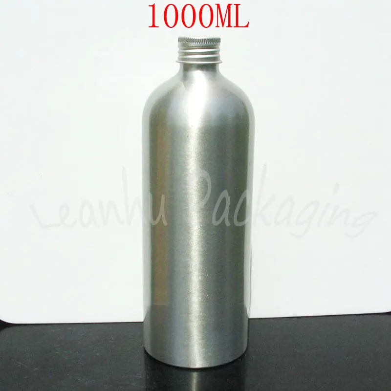 

1000ML Empty Aluminum Bottle With Screw Cap , 1000CC Refillable Silver Metal Container Bottle , Empty Cosmetic Container