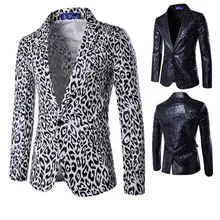 Мужской костюм куртка весна и осень простой мужской Модный повседневный костюм леопардовый принт костюм платье