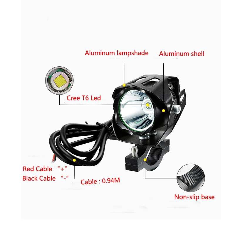 Sale Waterproof e-bike headlight XML T6 Led 10W input DC 12V 36V 48V 60V Electric Bicycle Headlight Front Lamp For Moto Bike 3