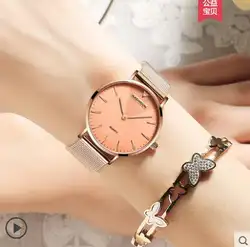 Оригинальный новый ультра-тонких часы тенденции моды женские формы простой дамы студенты кварцевые часы стали