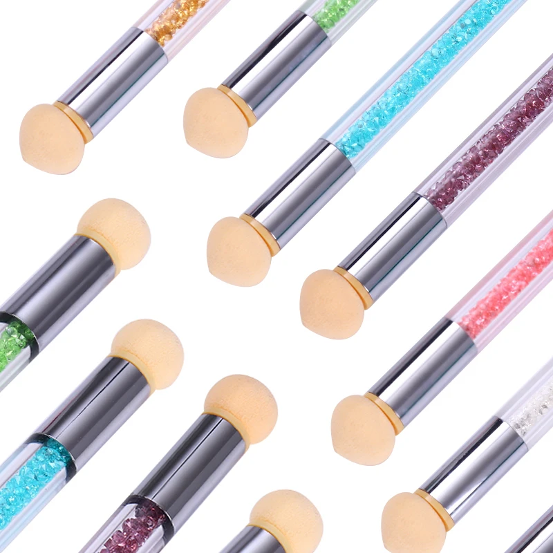 

1 Pc Nail Art Gradient Brush Pen Double-ended Shading Sponge Head Rhinestone Handle DIY Manicure Nail Art Accessories Tool
