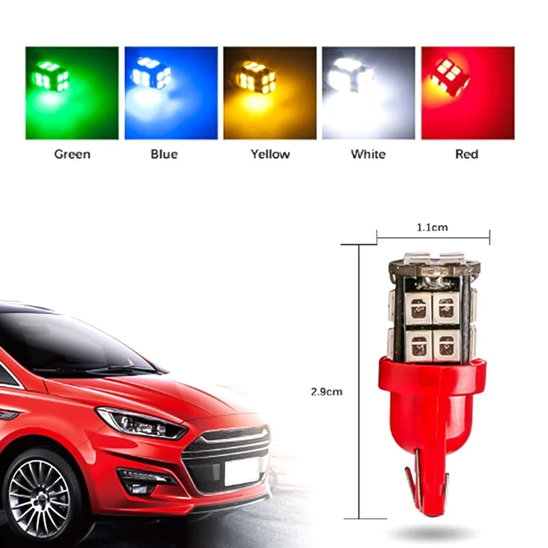 4x10 Вт T10 Автомобильный светодиодный лампы 20SMD 1210 боковых габаритных огней Карта Поворотная сигнальная лампа белый/синий/желтый(желтый)/зеленый/светло-голубой/красный