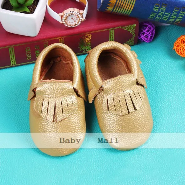 Cores de Couro Macio do Bebê Caminhantes da Criança do Bebê Genuíno Menino Sapatos Primeiros Mocassins Anti-deslizamento Infantil Franja 24 10 Cheap Primeiros caminhantes