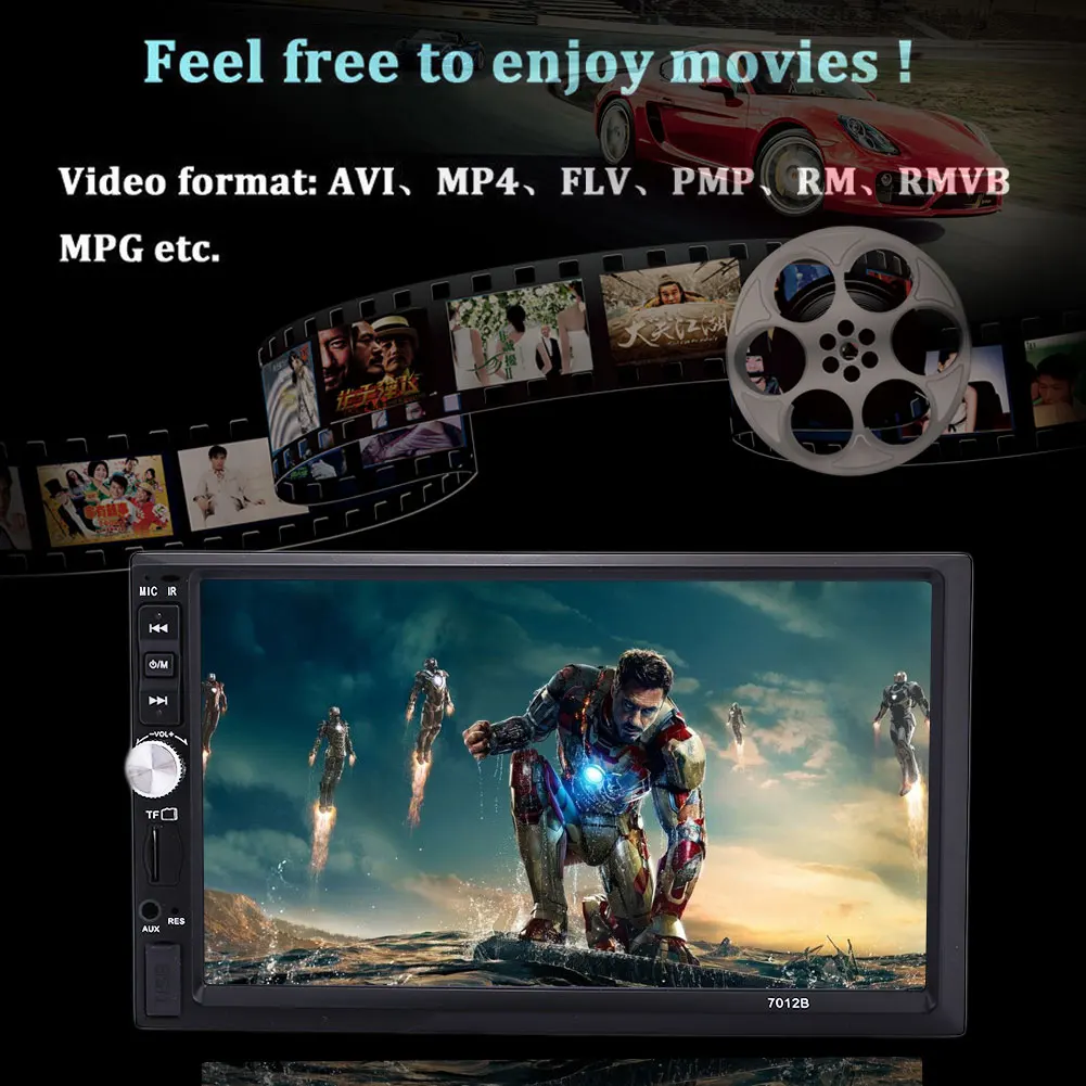 

7inch Car MP5 Video Player Kit 7012B Bluetooth Touch Screen Audio Stereo Rearview Camera Multimedia FM/MP5/USB/AUX 12V Auto