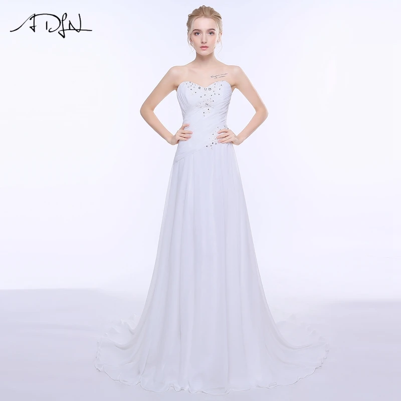 Wholesale ADLN Cheap Plus Size Wedding Dresses In Stock Sweetheart Appliqued Beaded Chiffon Beach Bridal Gown For Women Vestidos de Novia Buy Cheap ADLN Cheap Plus Size Wedding Dresses In Stock Sweetheart Appliqued Beaded Chiffon Beach Bridal Gown For Women Vestidos de Novia