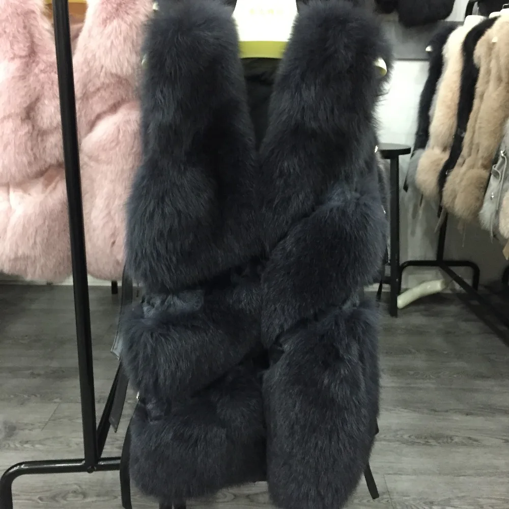 Cheap SQXR FUR Real Fox Fur Vest Women  New Fashion Genuine Fox Fur Coat Gilet  Jacket Winter with mink fur vest 21