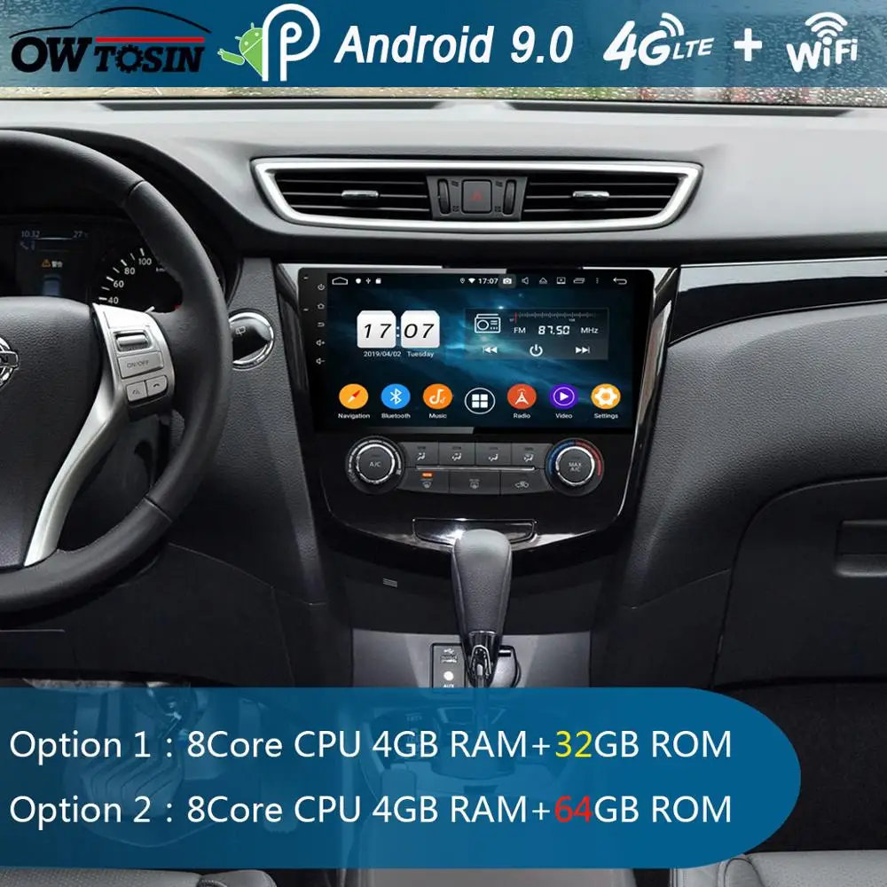 Perfect 10.1" IPS 8Core 4GB+64GB Android 9.0 Car Multimedia Player For Nissan Qashqai 2015 2016 2017 GPS Radio DSP CarPlay Parrot BT 1