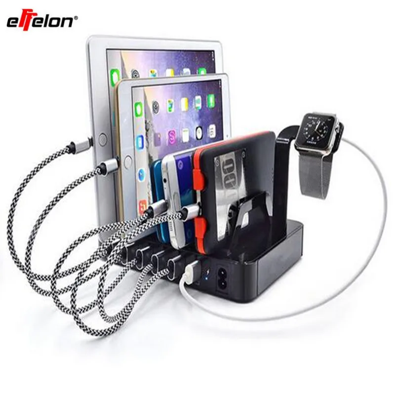 

Effelon 6 Port USB Charging Base Tablet PC holder stand Charger for Mobile phone Pad Ipad Tablet for Iphone Apple Watch