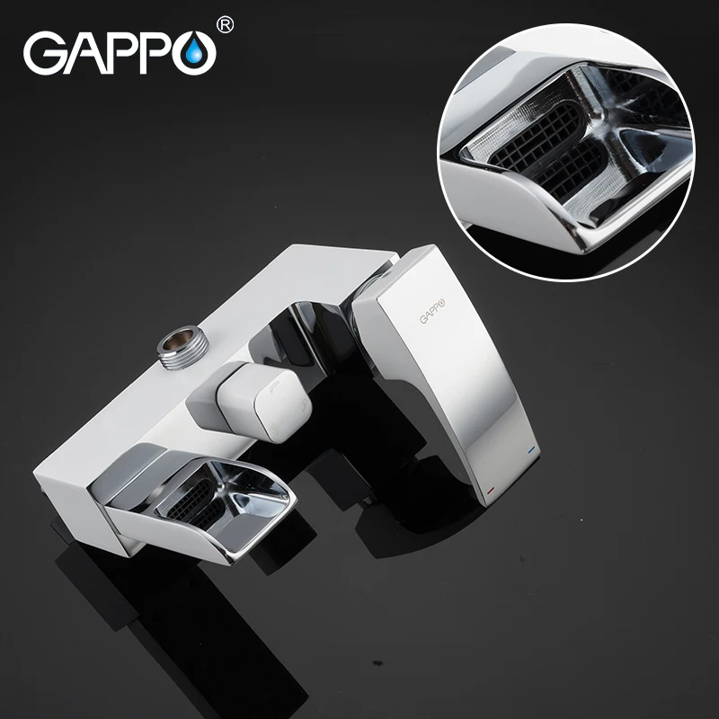 GAPPO shower faucet basin faucets chrome and white wall bathroom faucet mixer deck mounted basin sink faucet shower sets