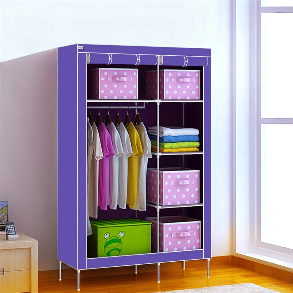 Finether Double Modular Metal Framed Wardrobe Cabinets Simple Folding Reinforcement Receive Stowed Clothes Store Content Ark04