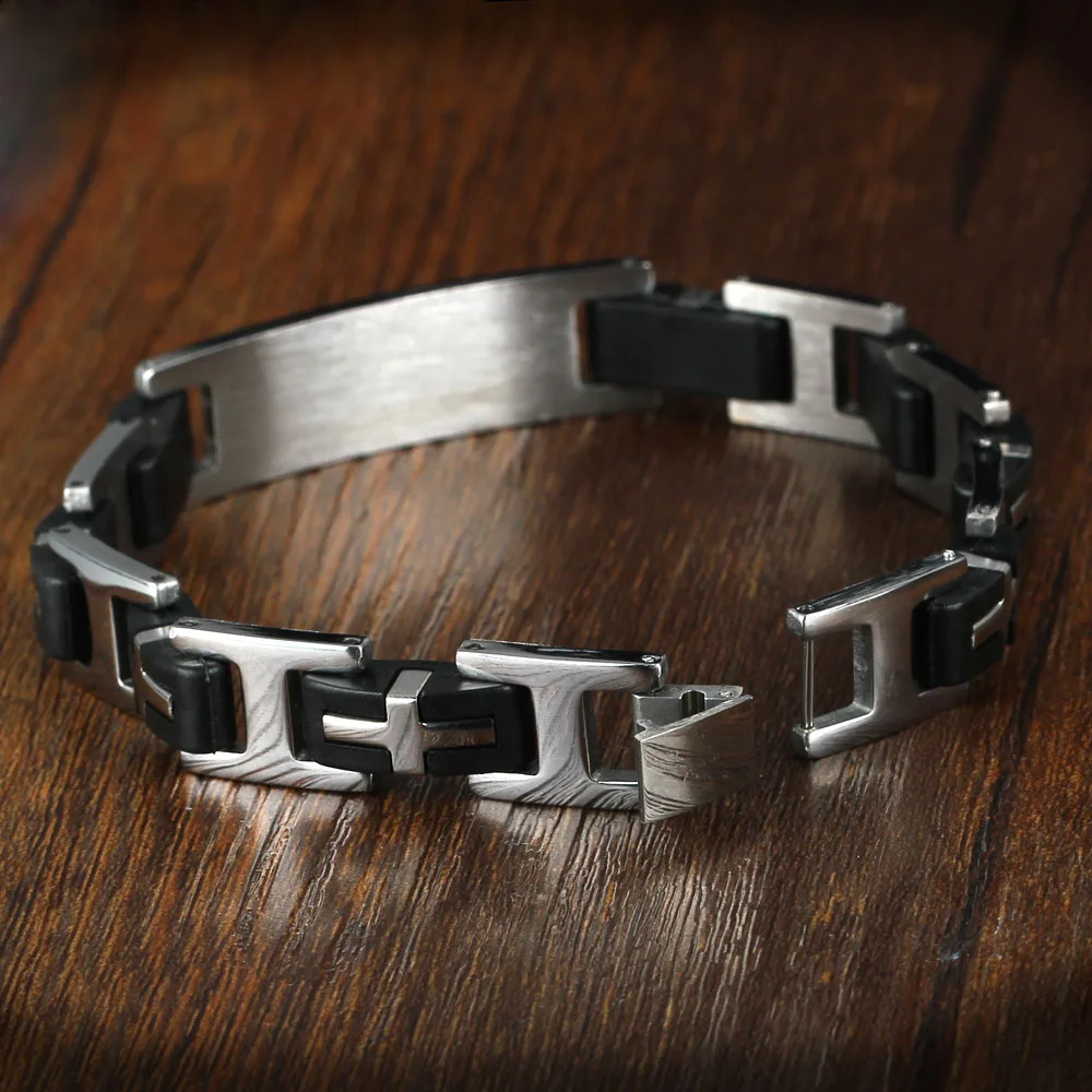 Мужской браслет из нержавеющей стали в стиле панк длина 220 мм|black men bracelet|stainless steel