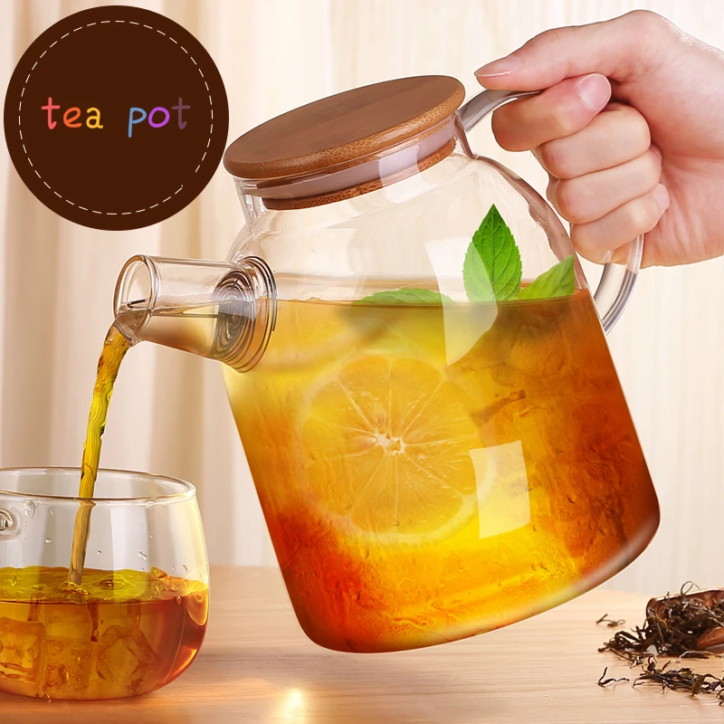 Glass Teapot with Stainless Strainer Functional Borosilicate Glass