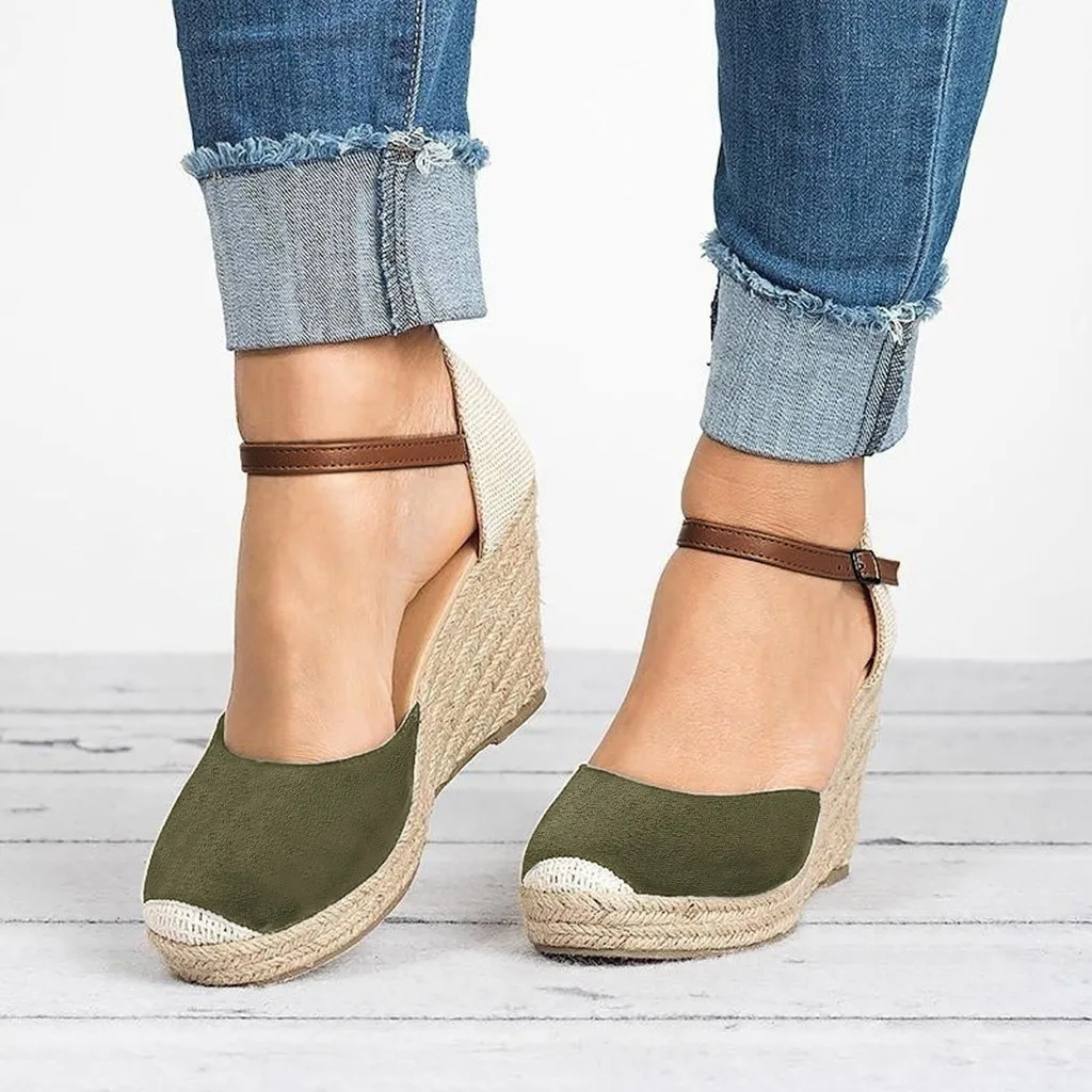 

Ladies Sandals Fashion Flock Wedges Shoes For Women Outdoor Sandals Round Toe Casual Wedding Party Shoes 2019 Zapatos De Mujer