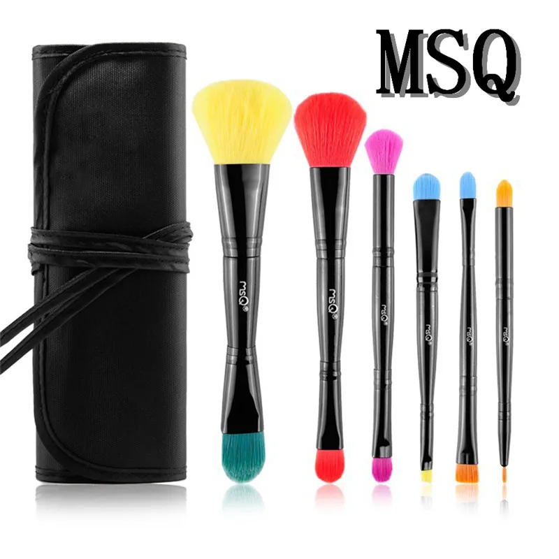 MSQ 6pcs / set Makeup Brushes Kit Portable Size Double Head Foundation Eye shadow Brushes Make up Tools Hot блеск для губ msq 6 cristal led msq cc01 6