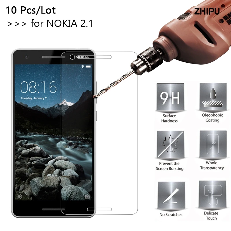 10 шт./лот 2.5D 0 26 мм 9H Премиум Закаленное стекло для Nokia 2 1 Защитная пленка 5