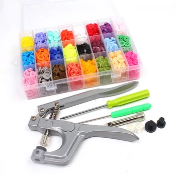 

FUNIQUE Handicraft 1Set Metal Fastener Snap Pliers 360pcs Plastic Resin Press Stud Button For Clothes Press Machine Sewing Tools