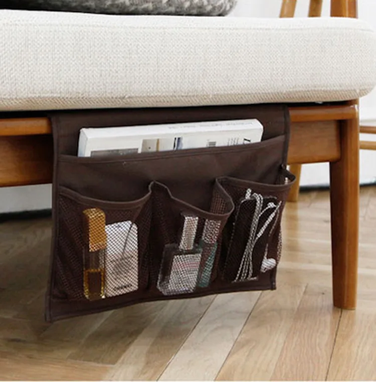 

Bed Storage Pockets Felt Bedside Hanging Storage Organizer Holder with 3 Inner Pockets for Bed Table Sofa