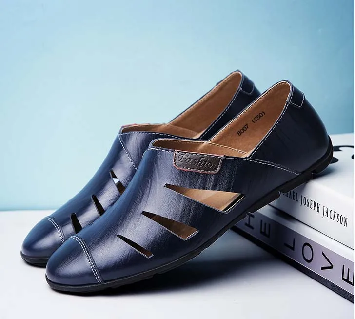 YATNTNPY/Новинка; брендовая мужская обувь; обувь из спилка; мужские кроссовки больших размеров; летняя стильная открытая обувь; повседневные Мокасины на плоской подошве - Цвет: blue