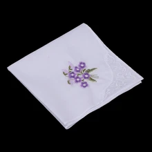 KLV6 шт/комплект Женский платок с цветочной вышивкой Женские платки с смесь из хлопка