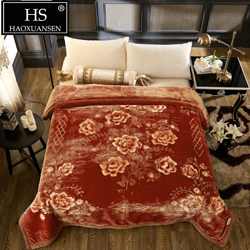 

5.0 kg Brown Embossed Winter Warm Cloudy Blankets Double Layer Soft Heavy Blanket Fluffy Thick Comfort Bed Cover 200*230 cm