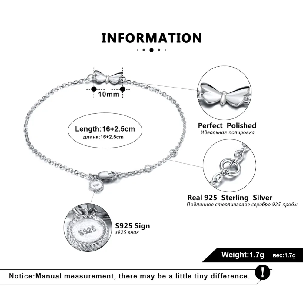 Эффи queen 925 Браслеты стерлингового серебра для Для женщин бабочка небольшой подвеской с S925 штамп модный браслет из цепочки Jewelry BB22