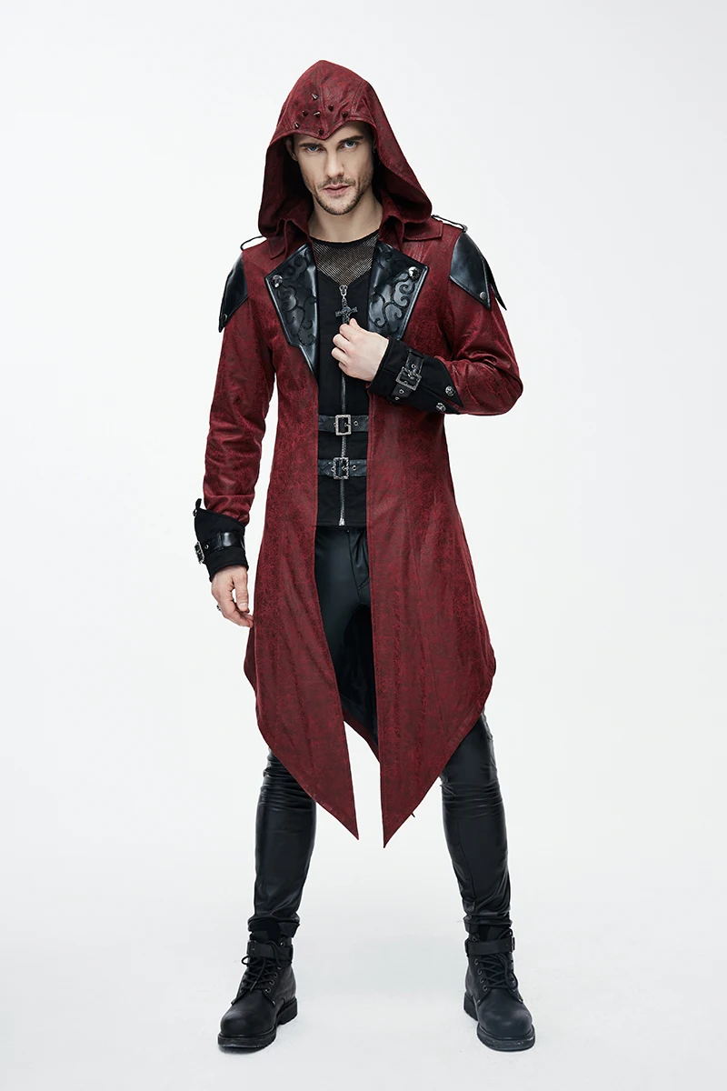 Devil модные панк куртки для мужчин Готический благородный ласточкин хвост пальто стимпанк осень зима пальто с капюшоном красивые пальто