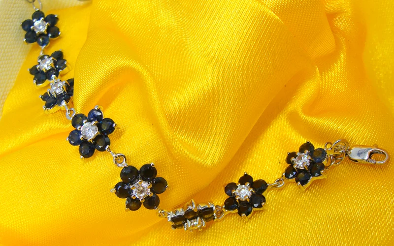 bracelet natural sapphire flowers 6