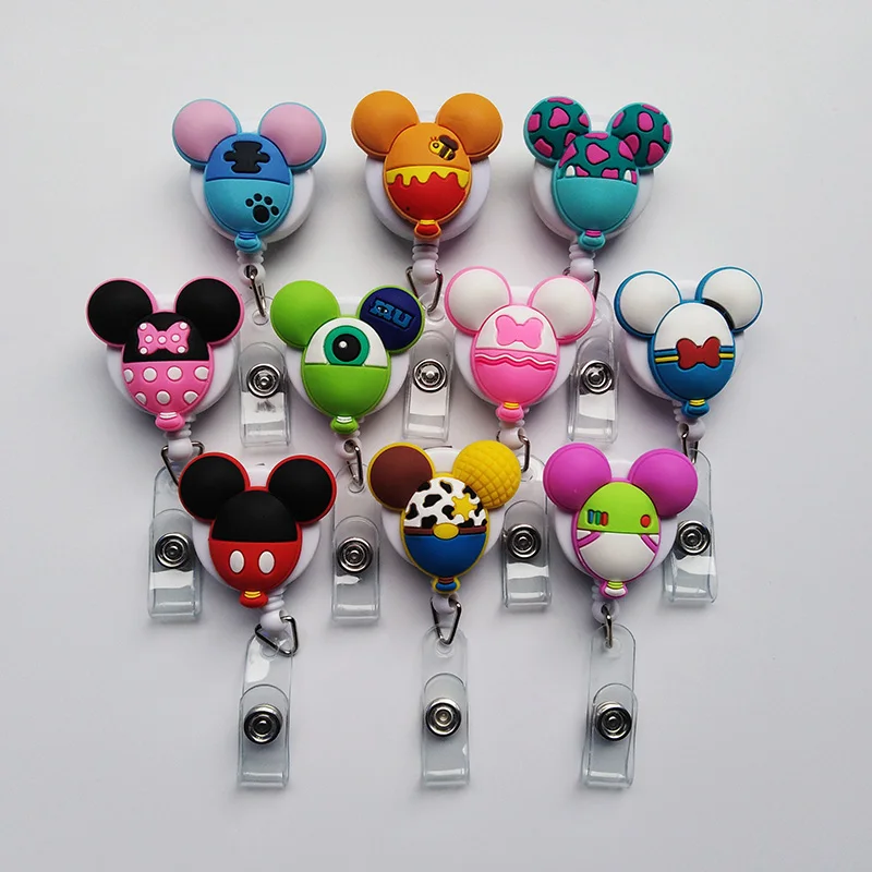 

1pcs New Cartoon Balloon head design Colorful Retractable Pull Badge Reel ID Name Tag Card Badge Holder 2019 Kids Reels