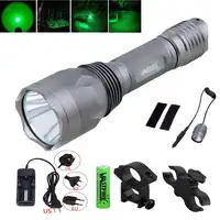 สีเขียวยุทธวิธีปืน revolver Light 10000 Lumen LED ปืนพกการล่าสัตว์ไฟฉาย + สวิทช์ + 18650 + 2 * ปืนไรเฟิลขอบเขตแหวน Mount + 2 * เทป + Charger
