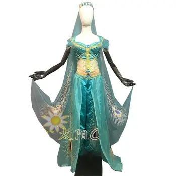 

2019 New Movie Aladdin Jasmine Princess Top Quality Embroidery Cosplay Costume For Adult Women Girls Halloween Party Costume