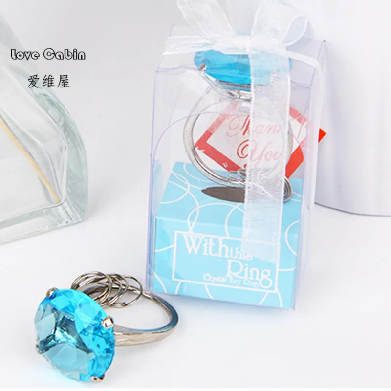 Wedding gift Diamond ring shape keychain Key accessories wedding favors and gifts for guest married Favors 50pcs, pop keychain toys