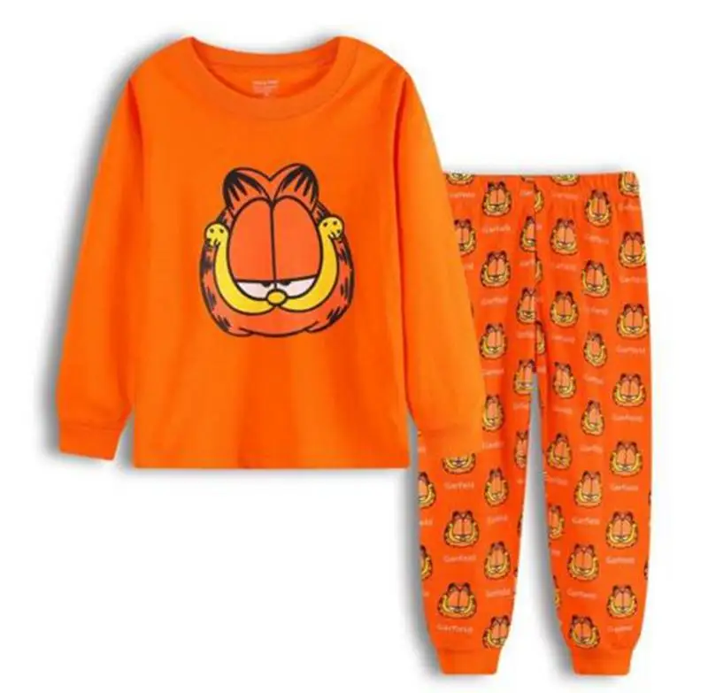 Новая весенне-Осенняя детская одежда для сна для мальчиков и девочек пижамы с длинными рукавами хлопковая ночная рубашка комплекты пижам с героями мультфильмов для маленьких детей - Цвет: Color as shown