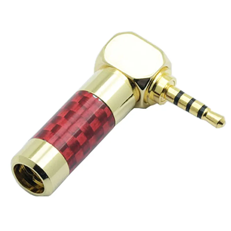 100pcs lot Jack 2 5mm 4 Poles Male Plug Carbon Fiber Right Angle 2 5mm Plug Soldering Headphone Wire Connector for 6MM Cable