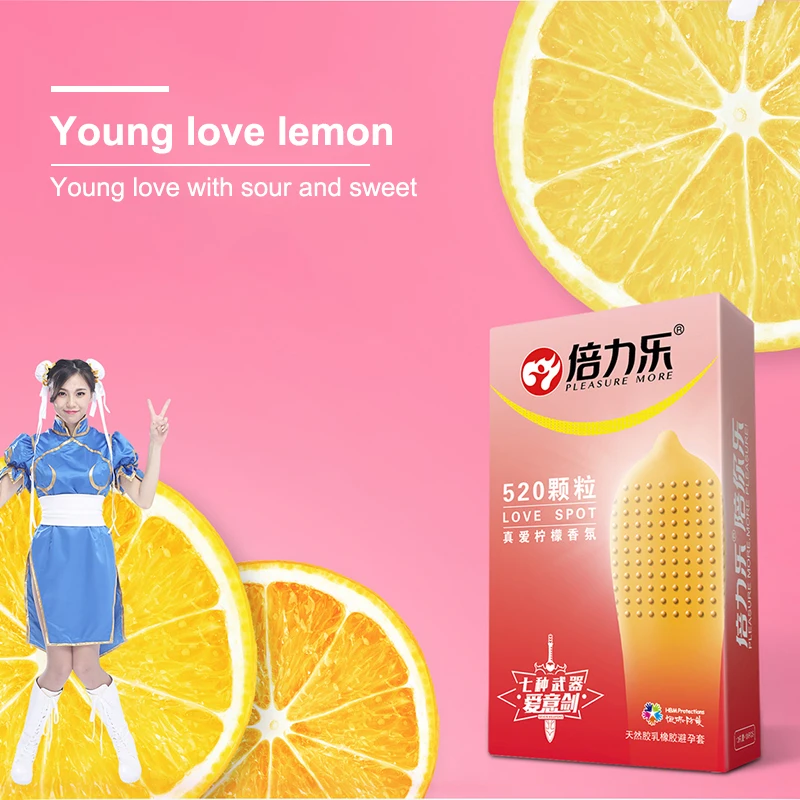 Beilile 10 шт. презерватив с надписью True Love Lemon в 520 горошек романтическое розовое