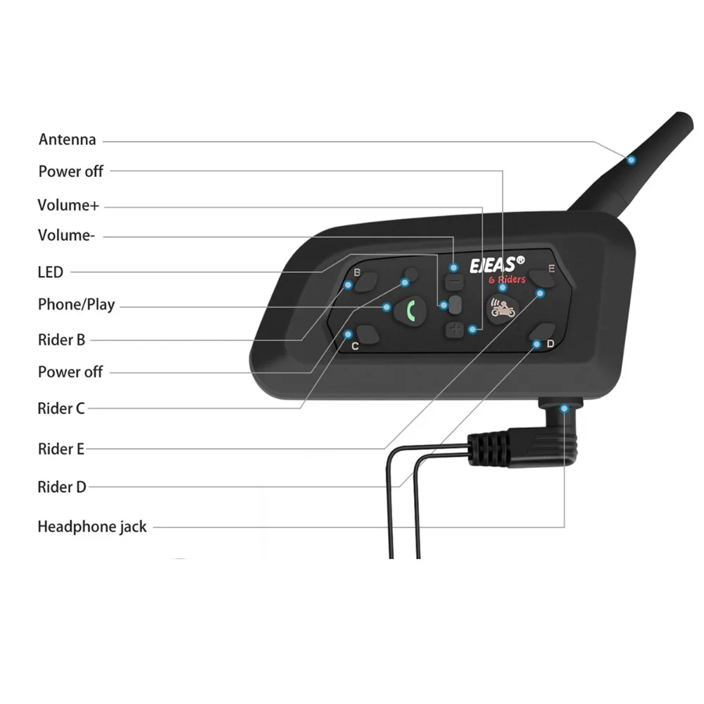 2 шт V6Pro мотоциклетный Интерком группа шлем Bluetooth гарнитура Водонепроницаемый Handsfree 1200 м Mortorbike Interphone Moto Garnish