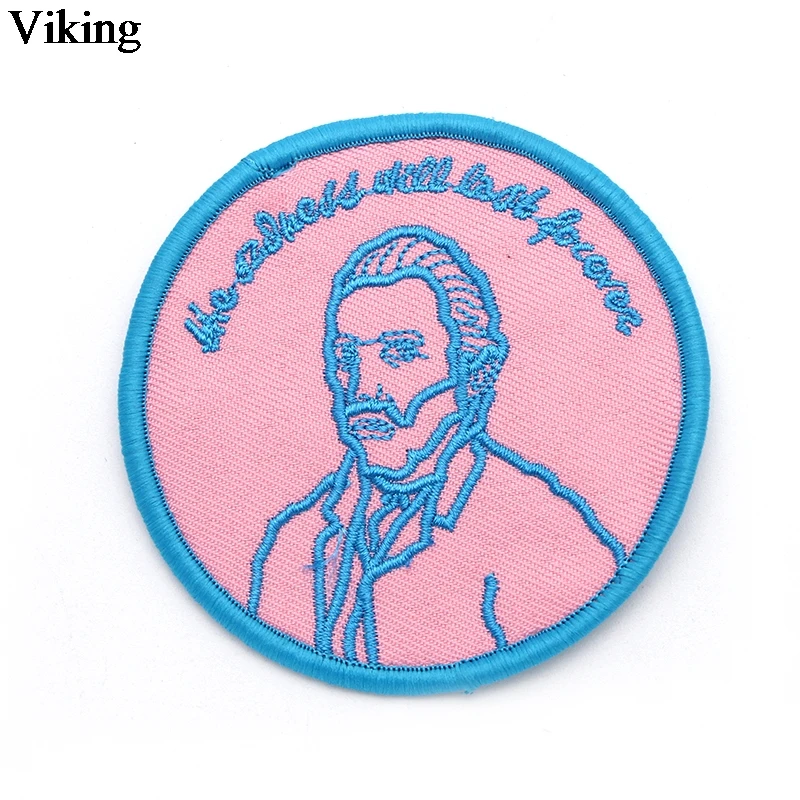 

Van Gogh self portrait Cool Iron On Embroidery Patch Clothes Patches For Clothing Stickers Garment Diy Bag Accessories G0066