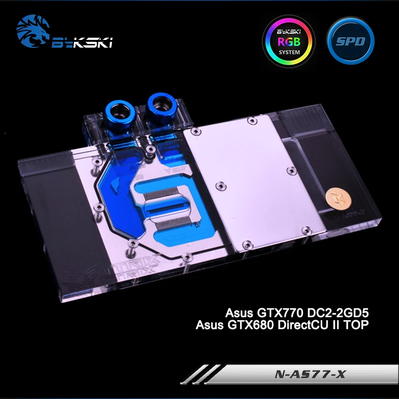 

Bykski N-AS77-X Full Cover Graphics Card Water Cooling Block RGB/RBW/ARUA for Asus GTX770 DC2-2GD5,GTX680 DirectCU II TOP