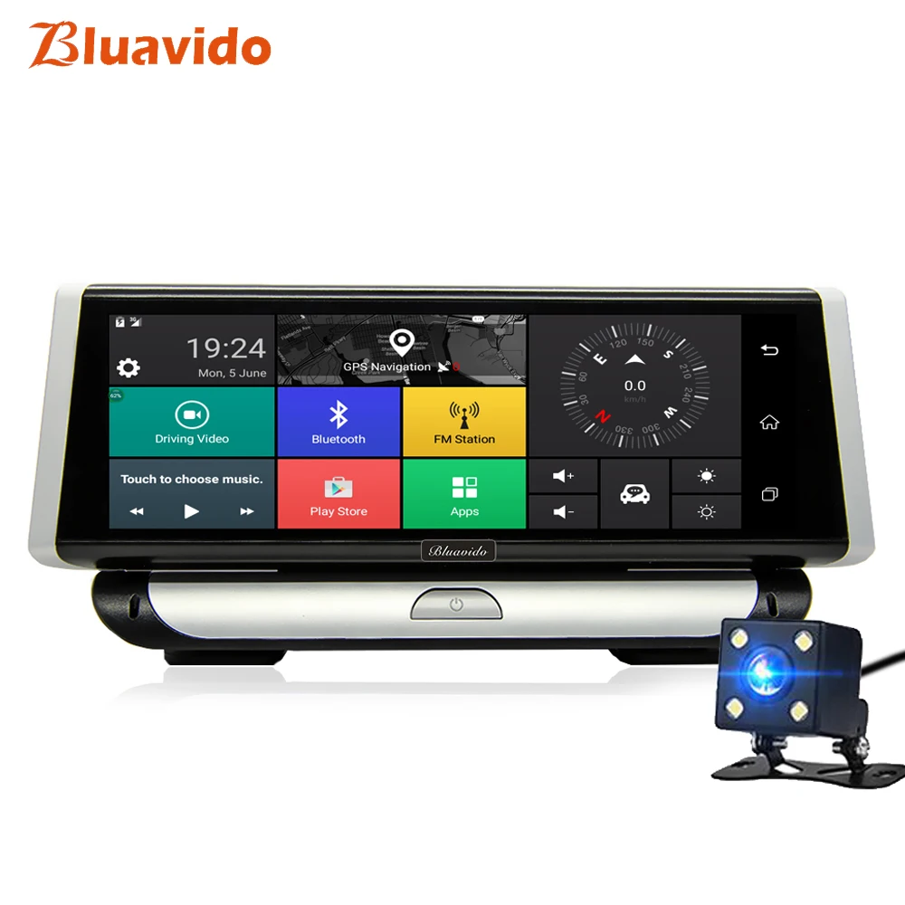 Bluavido 8 IPS 4G Android Car DVR GPS Camera ADAS Sygic Navigation Full HD 1080P Car